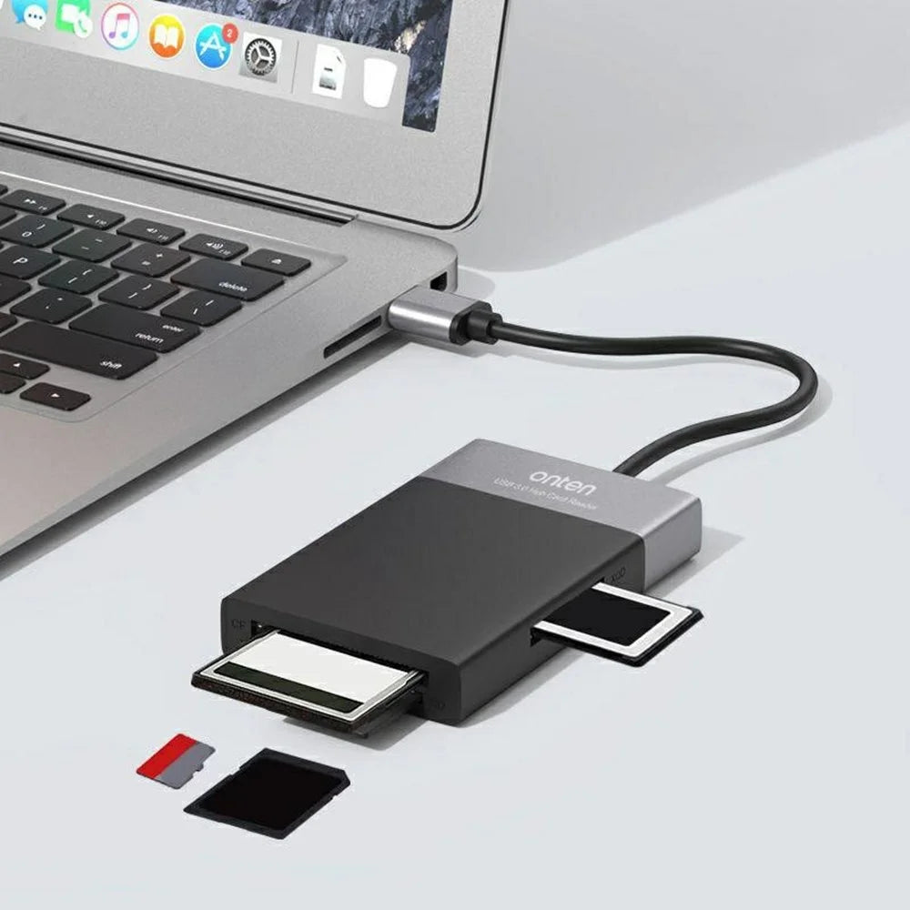 ONTEN OTN5215B SD TF CF XQD Card Reader 2xUSB3.0 6-in-1 Hub OTG Multi-Function Card Reader - 5