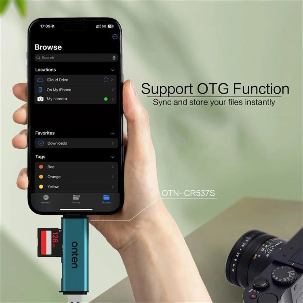 ONTEN OTN-CR537S USB A / Type C to Mini SD / TF Card Reader OTG Adapter for Phone Tablet Laptop - 3