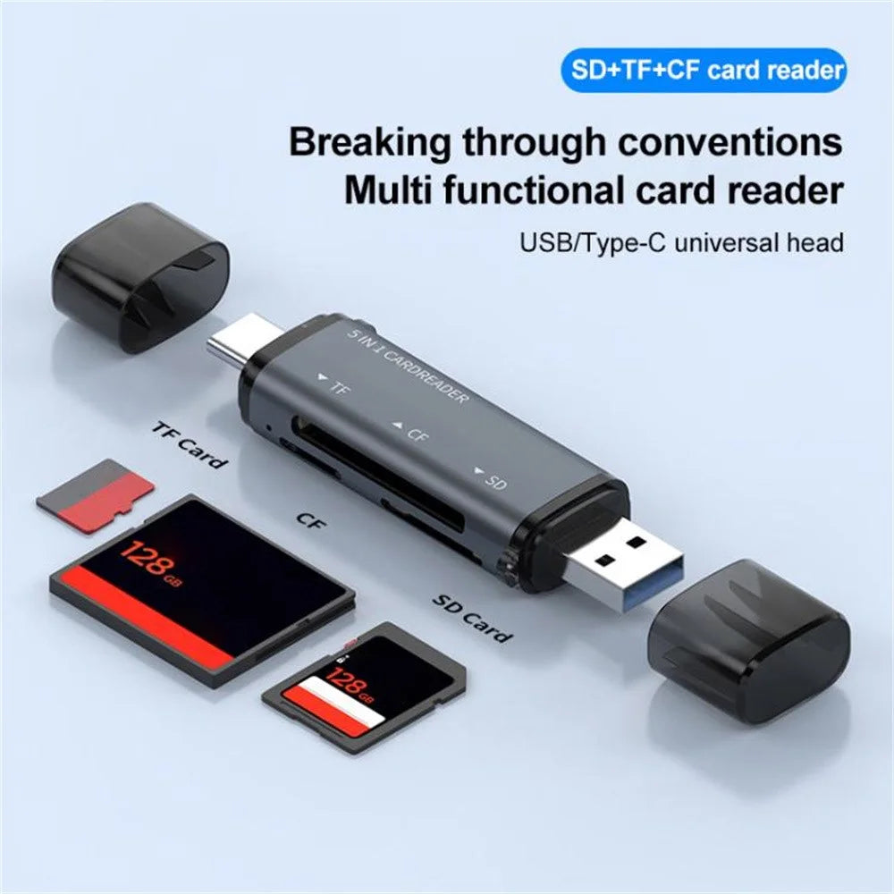 ADS-318 USB A / Type C to CF / TF / SD Memory Card Reader High Speed Data Transfer Adapter - 3