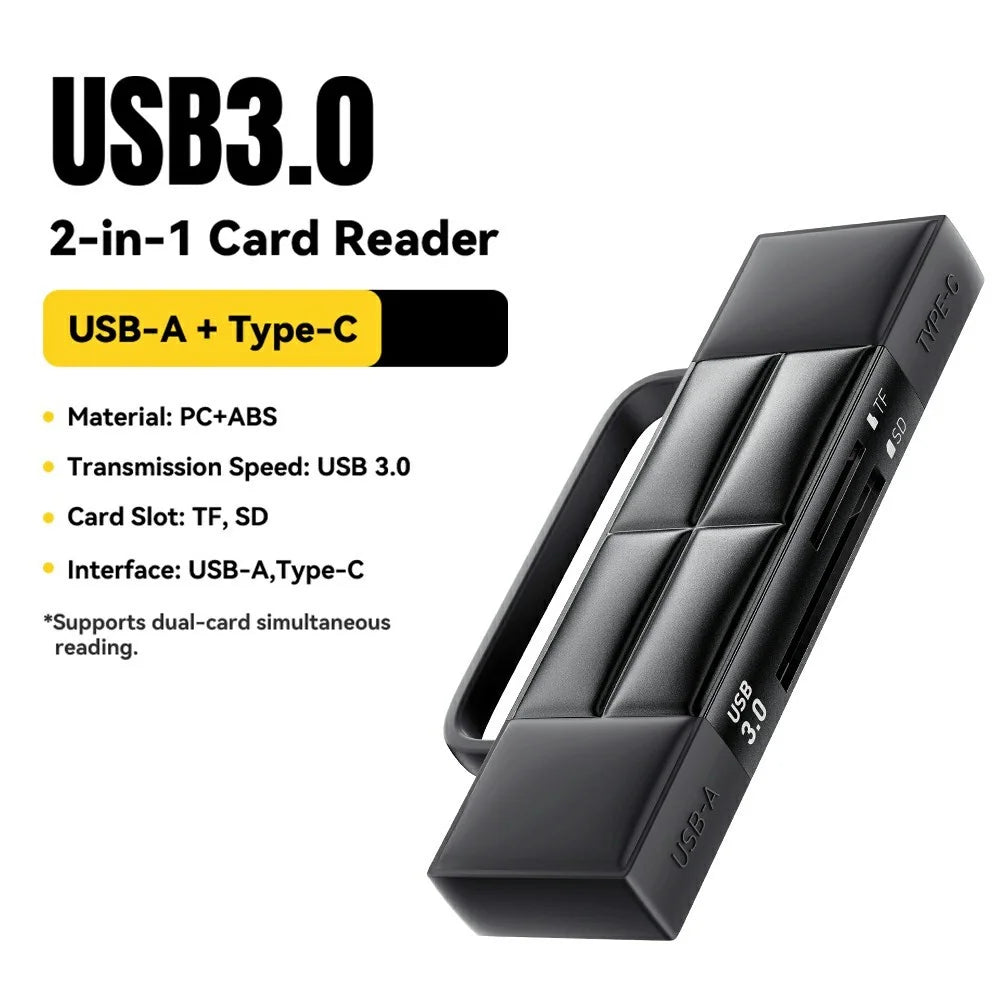 ESSAGER Card Reader USB 3.0 Type-C USB-A 2TB Max Dual SD / TF Card Storage Case for Camera Phone - 2