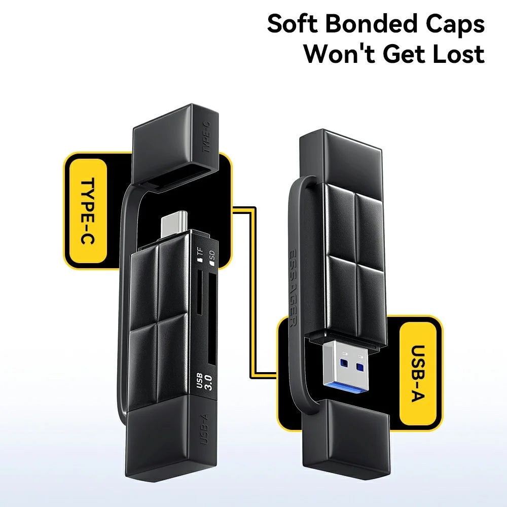 ESSAGER Card Reader USB 3.0 Type-C USB-A 2TB Max Dual SD / TF Card Storage Case for Camera Phone - 5