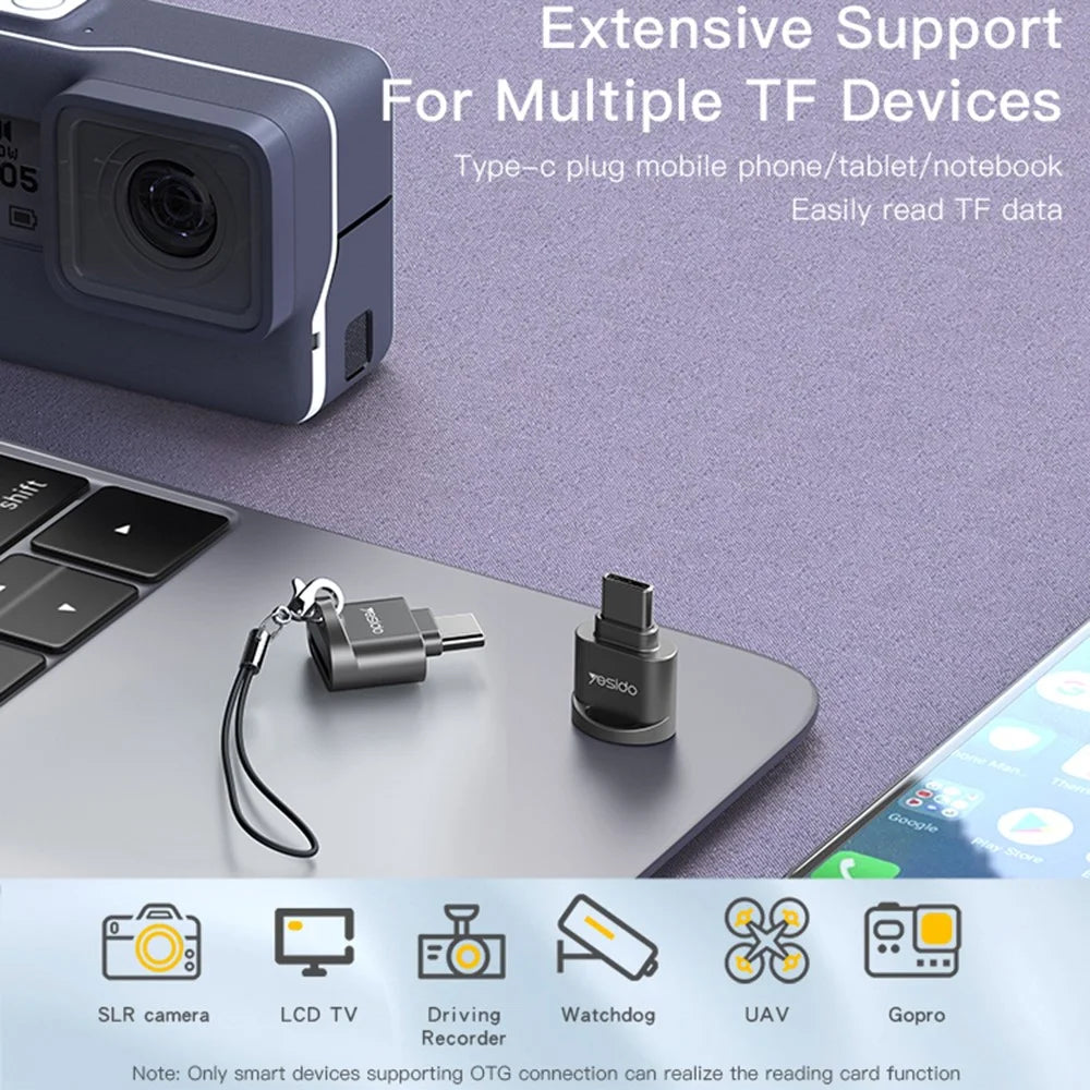 YESIDO GS19 Type-C Plug TF Memory Card Reader Android Phone Data Transfer OTG Adapter - 3