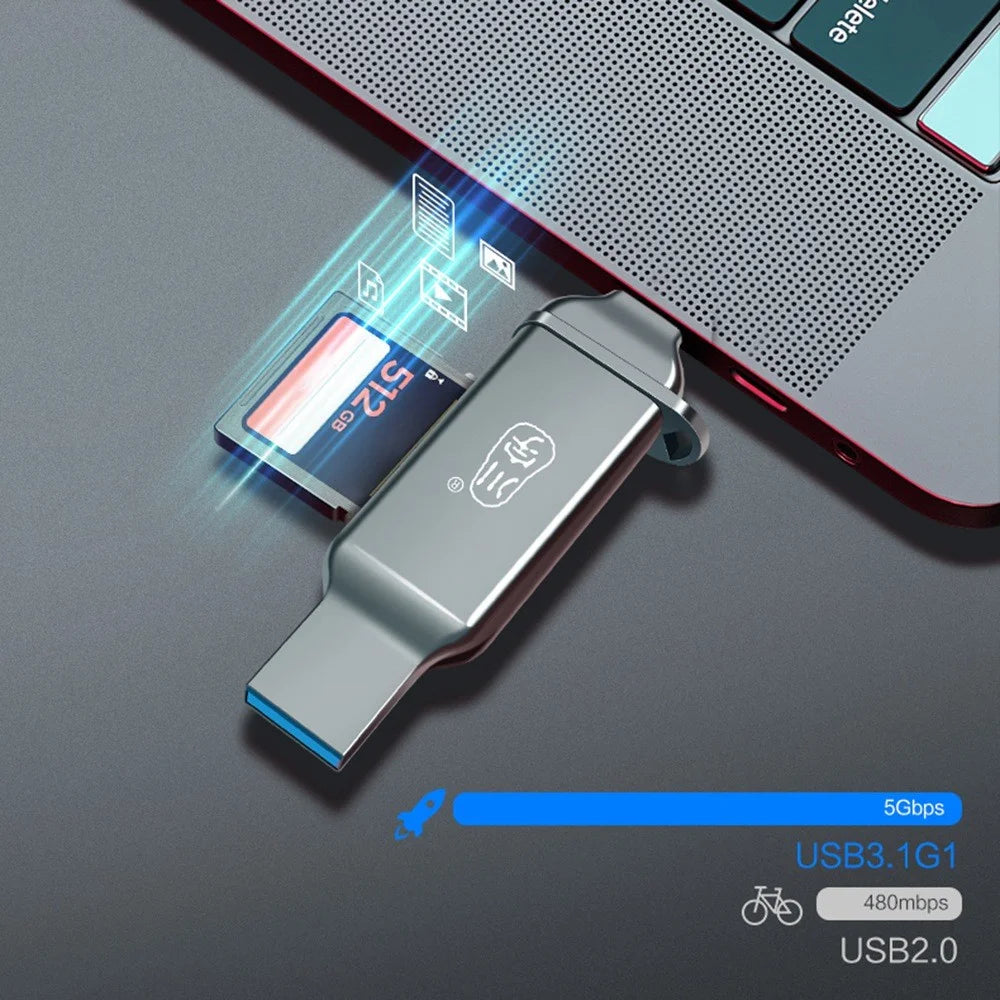 KAWAU C371 USB 3.0+Type C Portable Card Reader for SD TF MicroSD PC / Laptop / Smart Phone / Tablet - 6