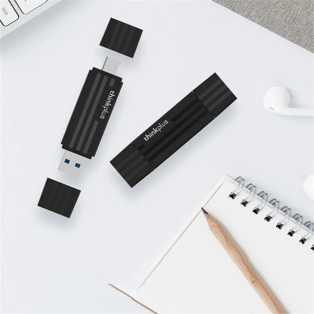 LENOVO Thinkplus TC101 2-In-1 Design USB 3.0+Type C Portable Card Reader for SD TF MicroSD Compatible with Computer / Laptop PC / Smart Phone / Tablet - 3