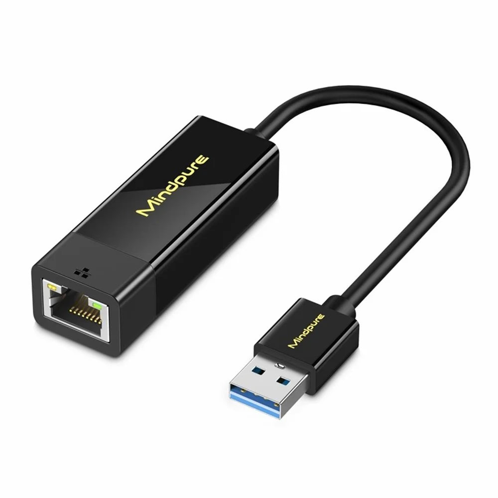 MINDPURE UR002 USB3.0 to RJ45 Gigabit Ethernet Adapter Computer Network Connector - Black - 1