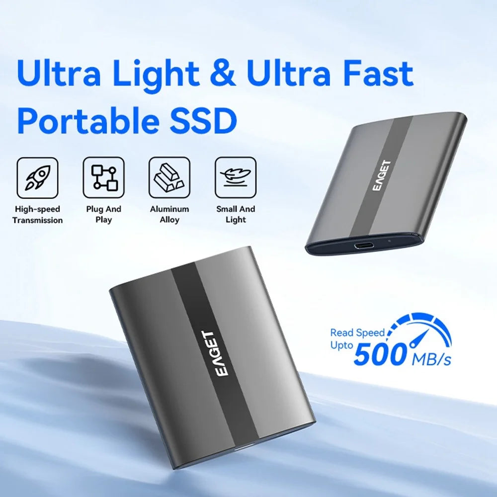 EAGET ET-M8 2TB Portable SSD 500MB / S High Speed Aluminum Alloy Type C External Solid State Drive - 3