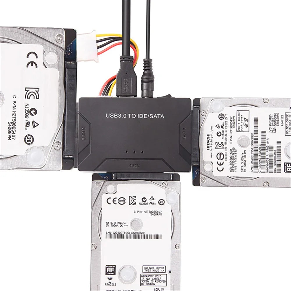 USB3.0 Hard Drive Adapter USB3.0 to SATA / IDE Converter with Power Switch Multifunctional Easy Drive Cable - UK Plug - 6