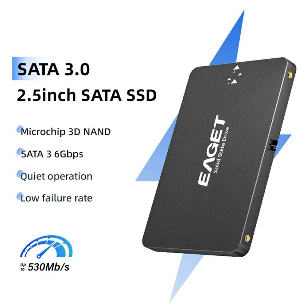 EAGET S205 1TB 2.5 Inch SATA III SSD Disk Case Internal Solid State Hard Drive Enclosure for Laptop Desktop Computer - Black - 3