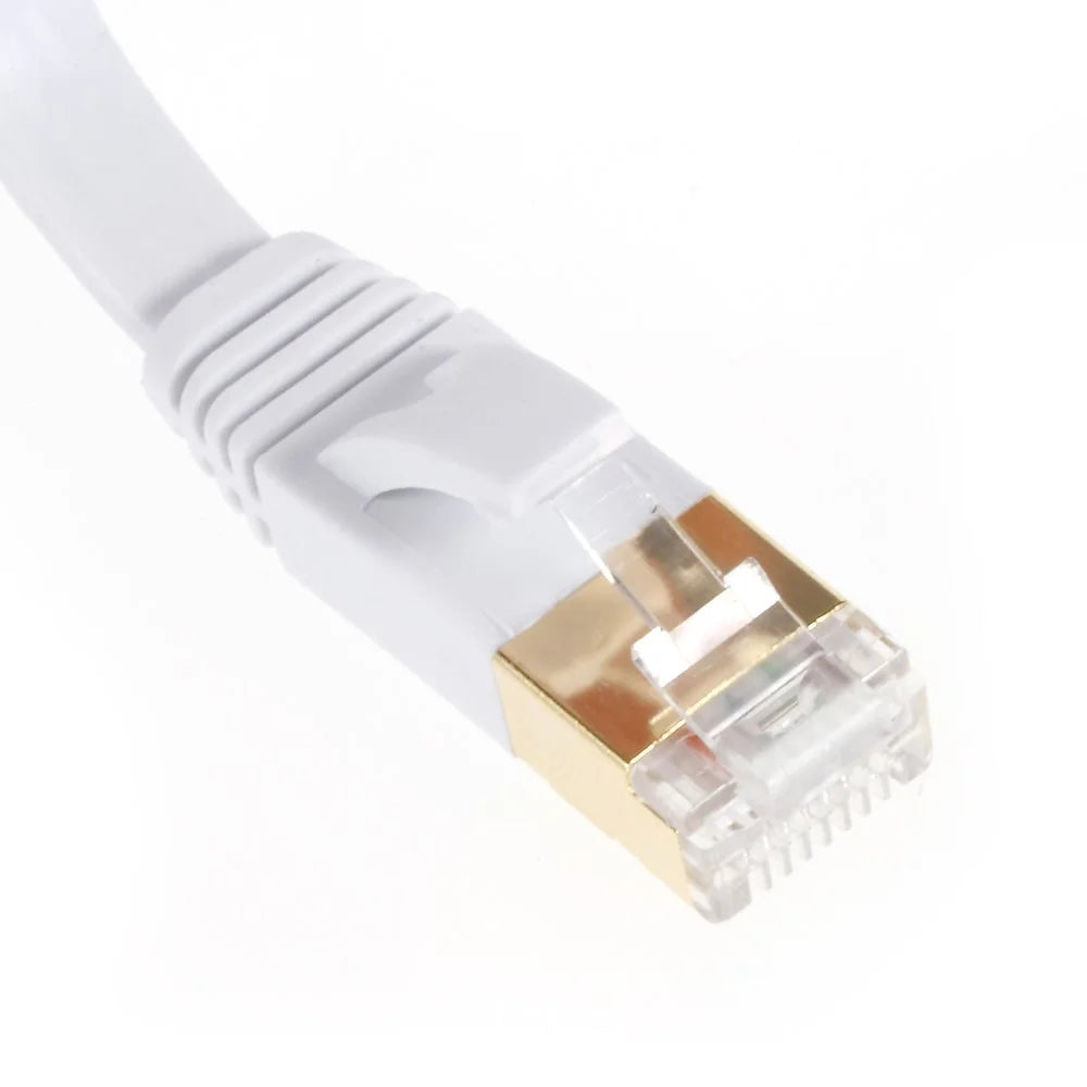 2m CAT-7 10Gbps Flat Ethernet Patch Cable RJ45 LAN Gigabit Network Cord - White - 2