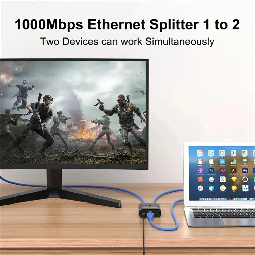 HW7 2 In 1 Out RJ45 Network Switch 2.5G / 5G Gigabit Ethernet Bidirectional Switcher - 5