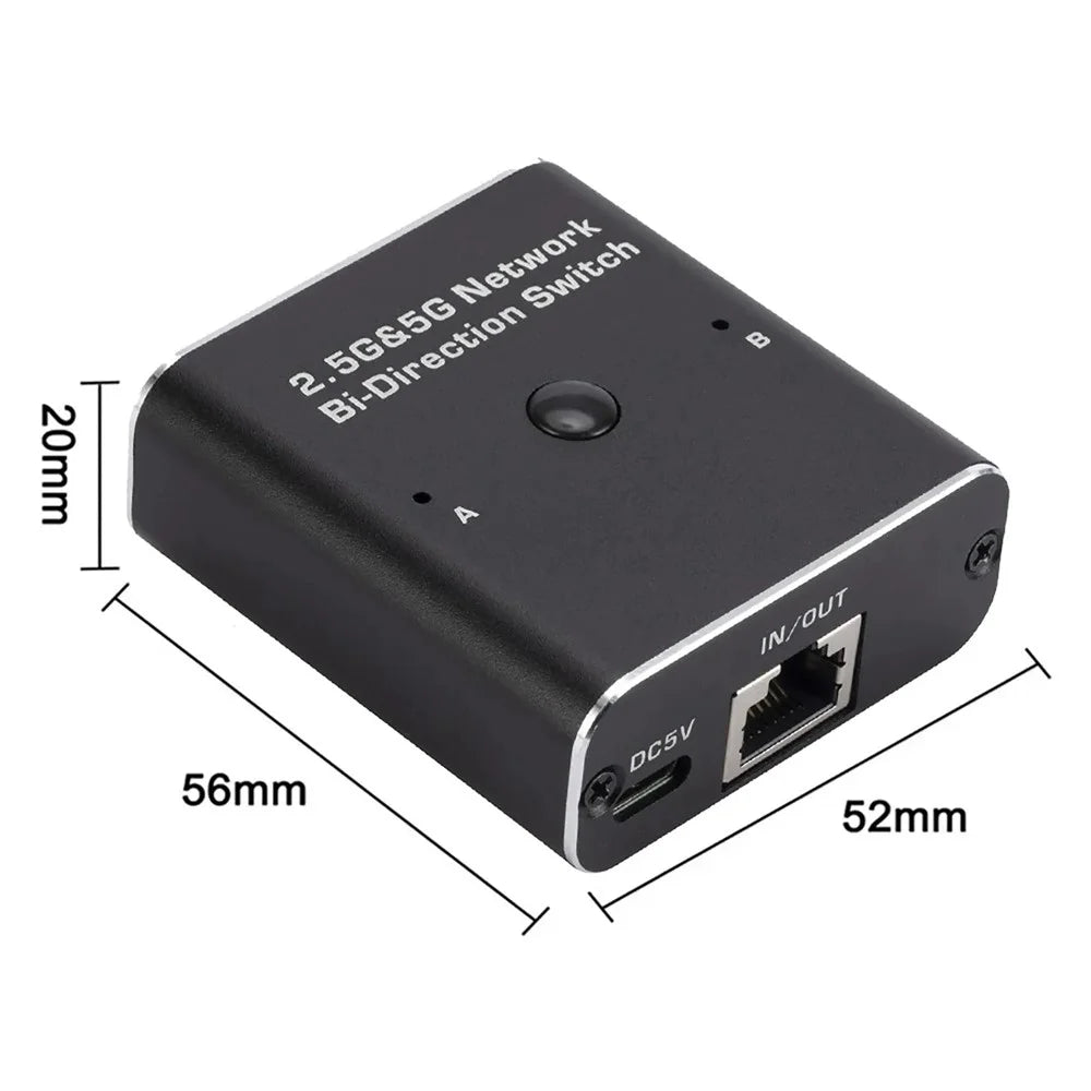 HW7 2 In 1 Out RJ45 Network Switch 2.5G / 5G Gigabit Ethernet Bidirectional Switcher - 7