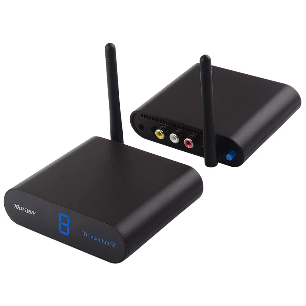 MEASY AV220 200m Transmission 2.4G Wireless AV Transmitter and Receiver Set with RCA Input / Output - US Plug - 1