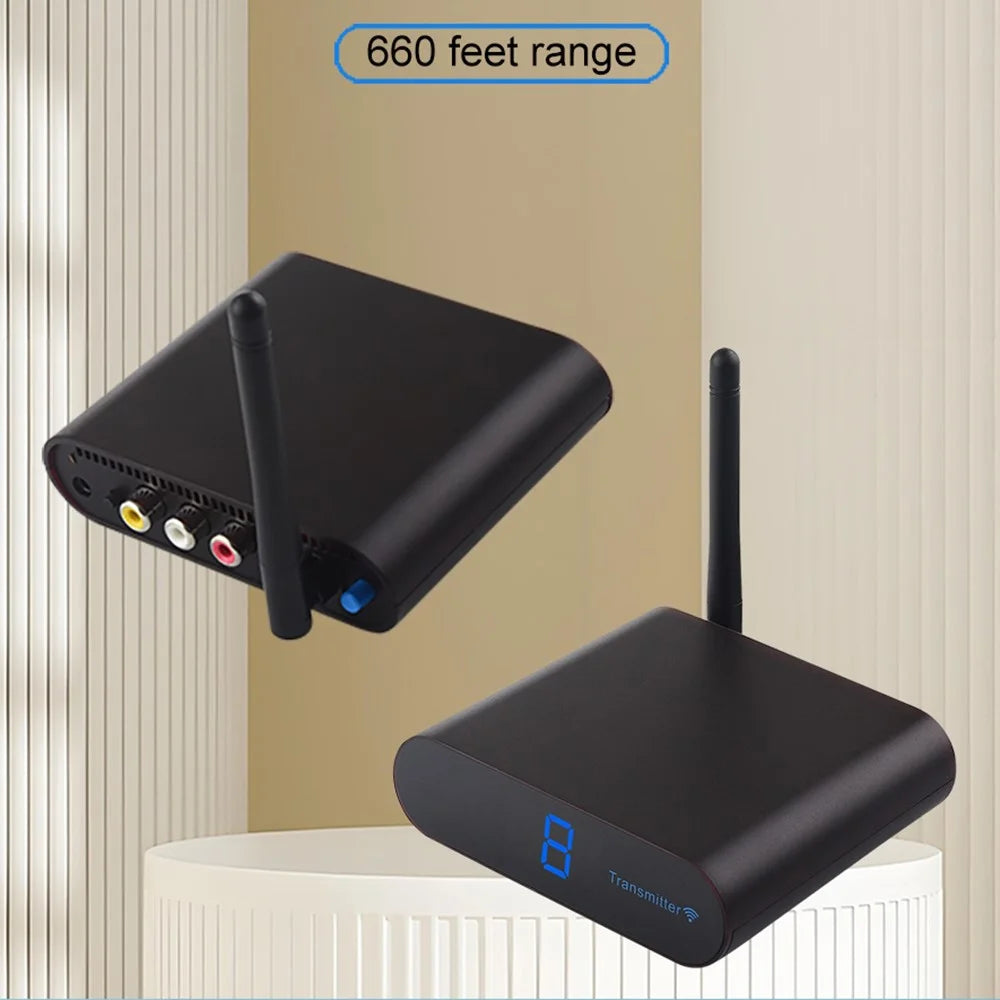 MEASY AV220 200m Transmission 2.4G Wireless AV Transmitter and Receiver Set with RCA Input / Output - US Plug - 2