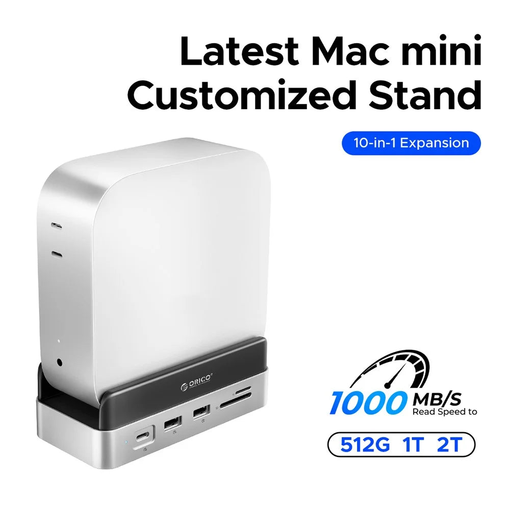 ORICO VS10 For Mac mini M4 Expansion Dock Converter M.2 SSD Enclosure Desktop Storage Base, 1TB Capacity - 2