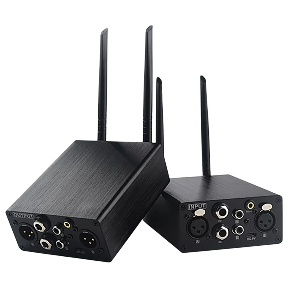 AU680A Wireless Audio Transmitter Receiver Set XLR Connector Low Latency Long Range 100M / 328ft - US Plug - 1