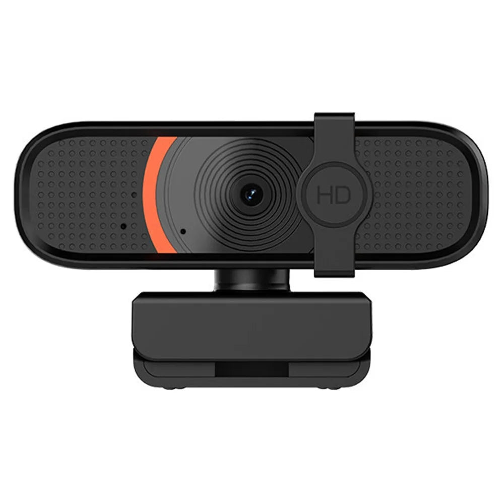 L58 1080P HD USB Webcam for Computer Built-in Microphone Autofocus Camera with Privacy Cover - Black / Orange - 1
