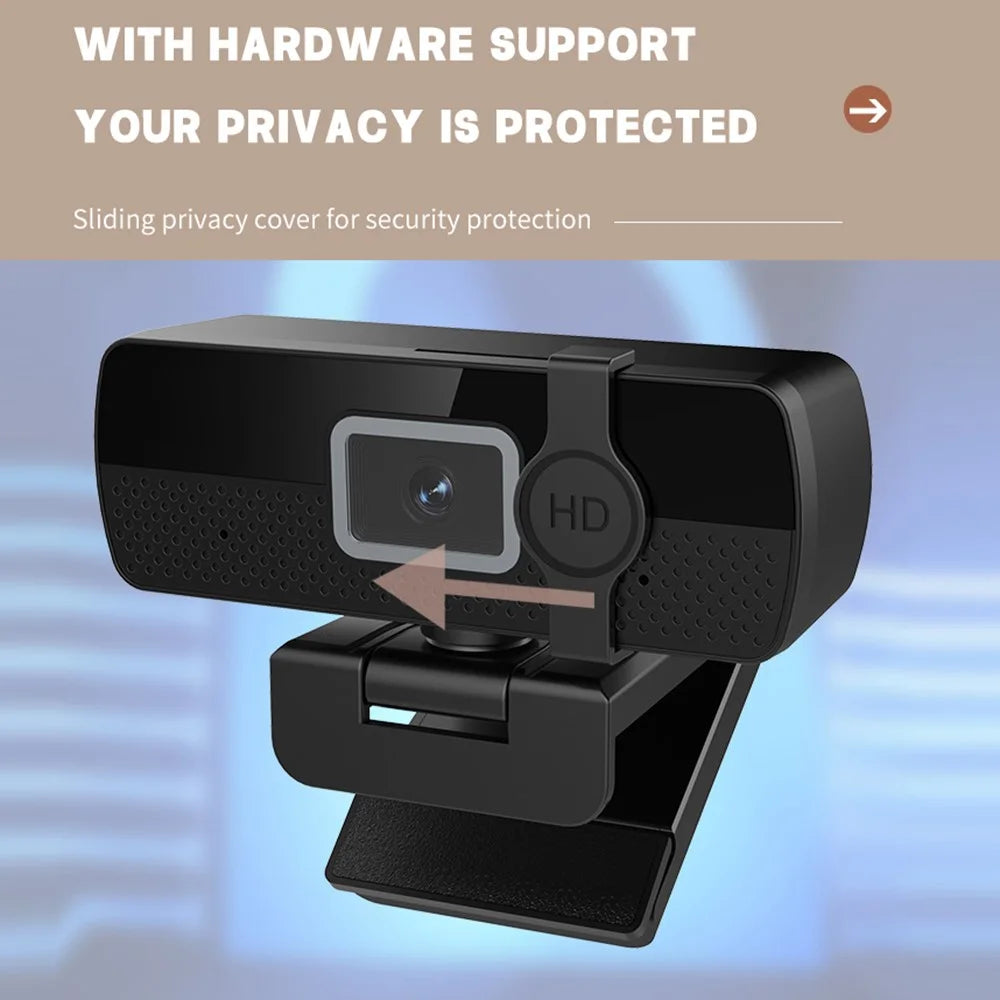 L57 Computer USB Webcam with Privacy Cover 4K HD Auto Focus Camera for Conference Live Streaming - Black - 4
