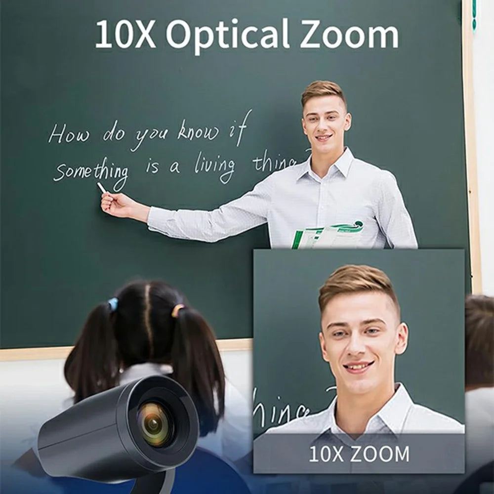 FEELWORLD 4K PTZ Camera 10X Optical Zoom 8.29MP CMOS Sensor with AI Human Tracking PoE HD / USB3.0 / LAN Output for Live Streaming Video Conference - US Plug - 4