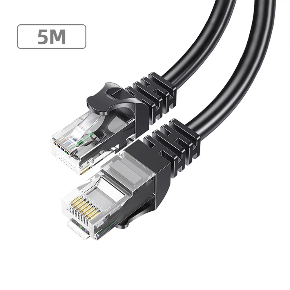 ESSAGER Ethernet Cable Cat 6 Lan Wire CAT6 RJ 45 Network Cable 5m Patch Cord for Laptop Router - Round Wire - 1