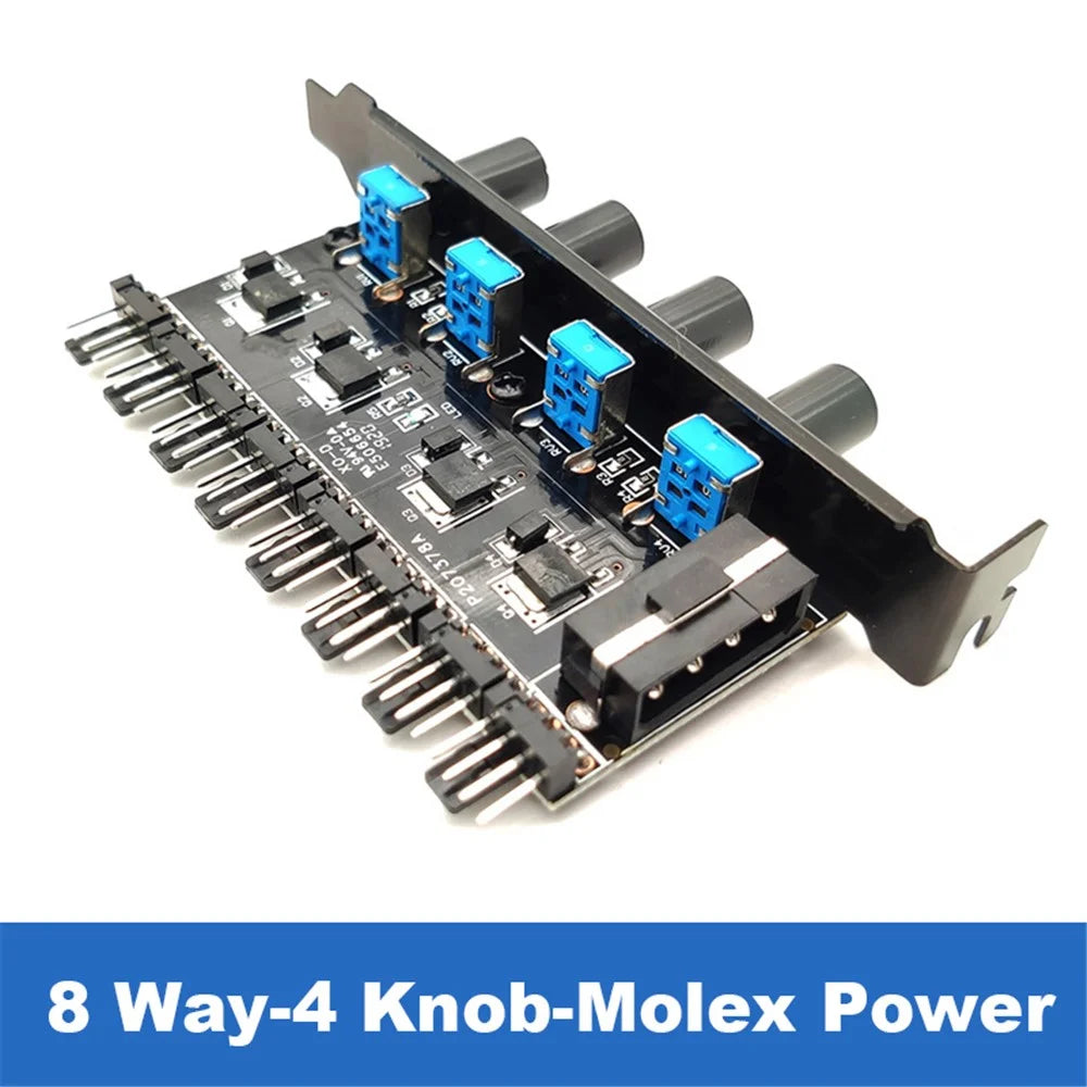 4Pin 3Pin 8 Way 4 Knob Computer Case Cooling Fan Hub Speed Controller Regulator Splitter Adapter (4-pin IDE Power Supply) - 3