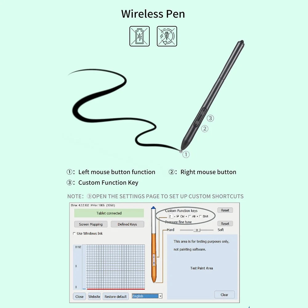 VINSA Digital Tablet Electronic Drawing Plate Hand Drawing Board + Pressure Sensitive Pen with Refills Hand-feeling Film Kit Set for Mobile Phone Computer Laptop - 4