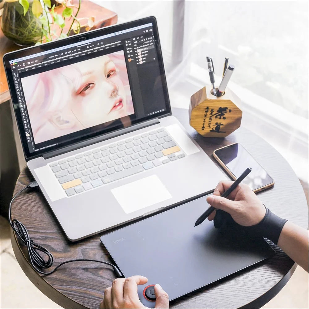 VINSA T608 Digital Drawing Plate Hand Drawing Board Graphics Tablet with 8192 Levels Pressure Sensitive Pen OTG Adapter and Cable - 5