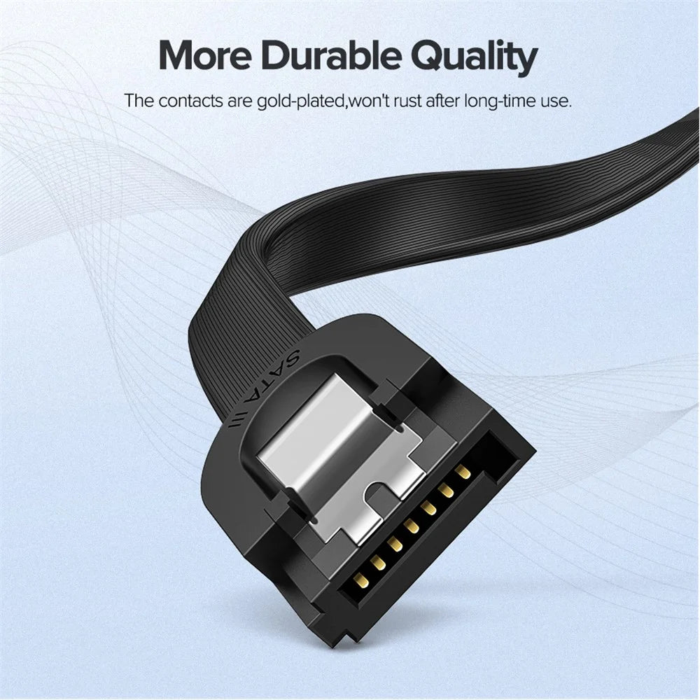 UGREEN 30797 0.5m SATA III Cable Straight to 90-Degree Right Angle 6Gbps SATA 3.0 Cord with Locking Latch for HDD/SSD/CD and DVD Drives - 3