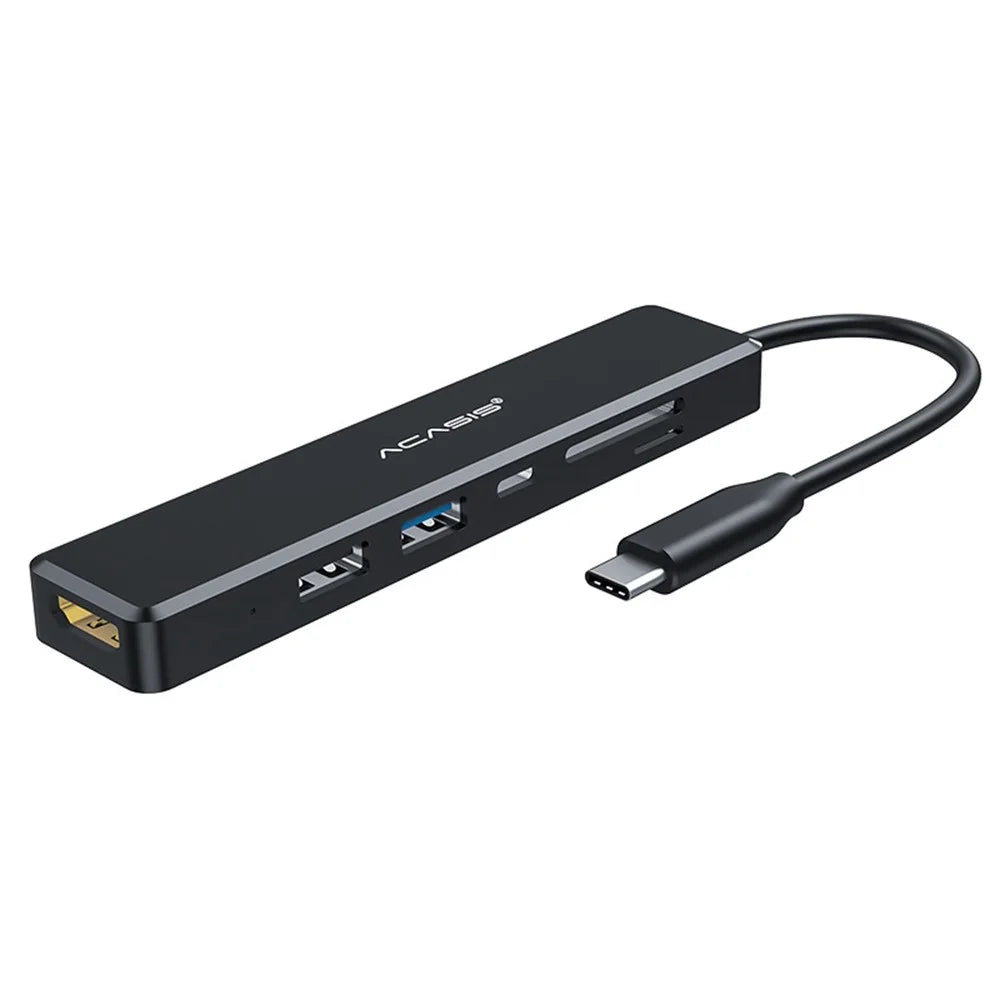 ACASIS CM069 6 in 1 Type C to USB 2.0 HD Hub Dock USB-C Type A 3.0 Splitter TF / SD Card Reader Support PD 60W Charging - 1