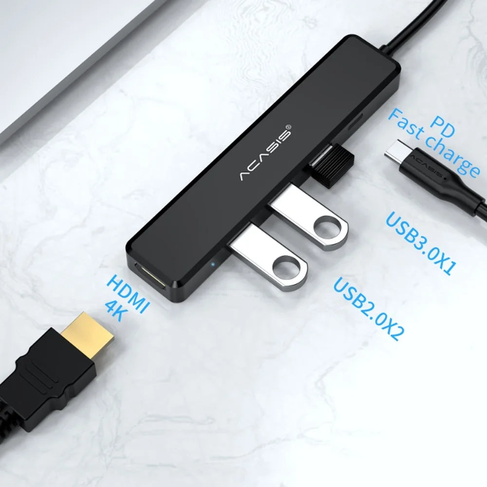 ACASIS CM069 6 in 1 Type C to USB 2.0 HD Hub Dock USB-C Type A 3.0 Splitter TF / SD Card Reader Support PD 60W Charging - 2