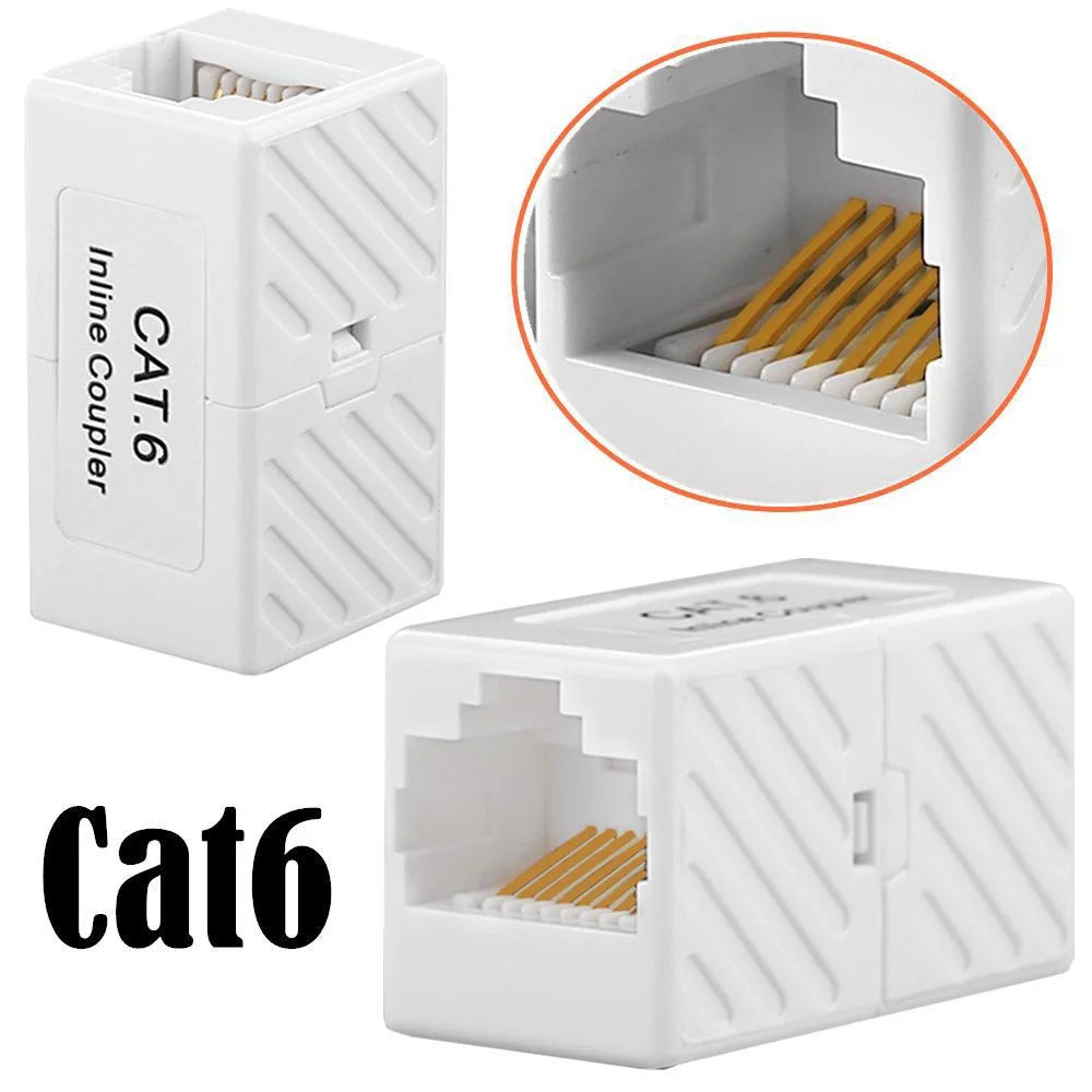 JUNSUNMAY 2Pcs Cat6 Cat5e Cat5 Ethernet Cable Extender Adapter RJ45 Female to Female In Line Coupler - 2
