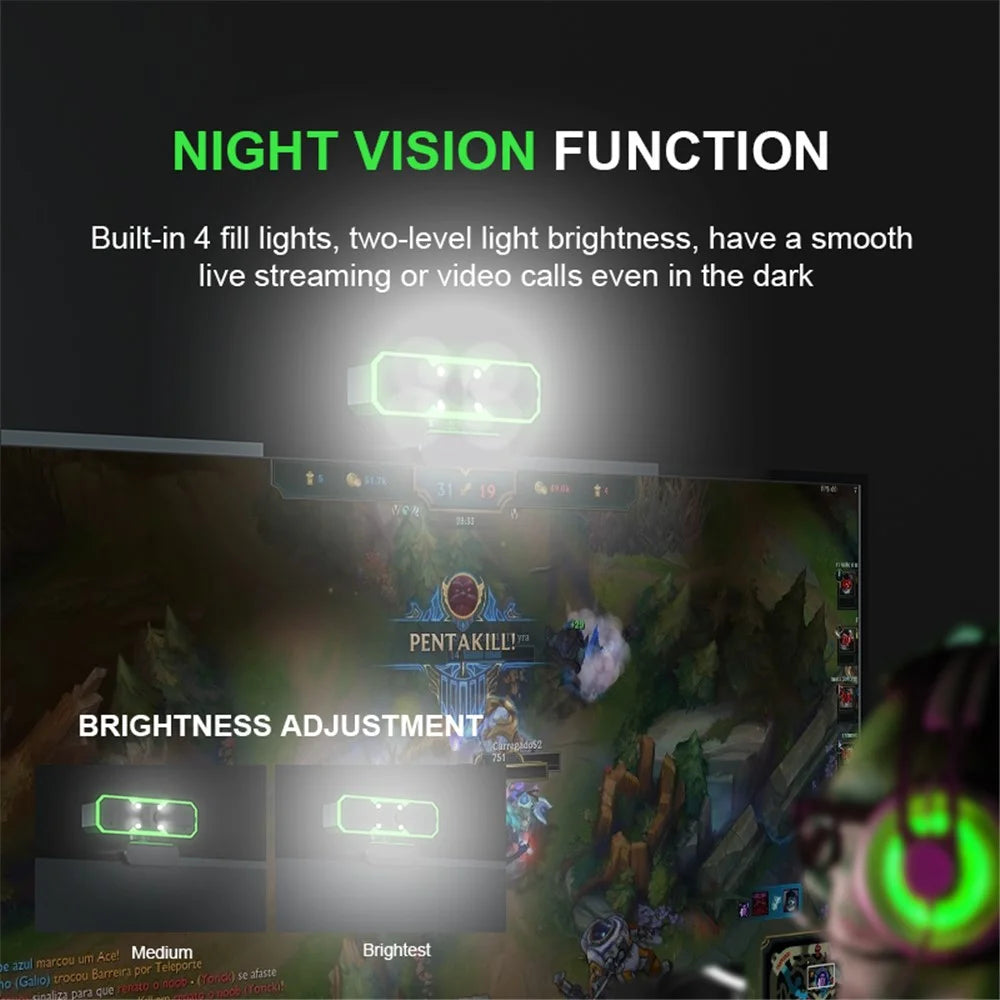 H782 1080P RGB Webcam with Microphone 60FPS 90 Degree USB HD Computer Camera - 5