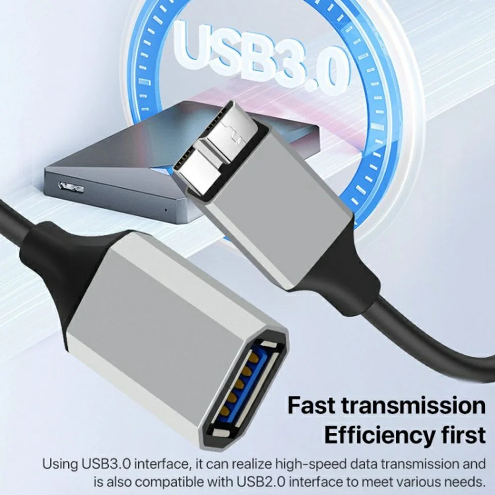 0.5m Plug and Play USB-A 3.0 Female to Micro B High Speed Transmission Mobile Hard Disk Data Cable - 7