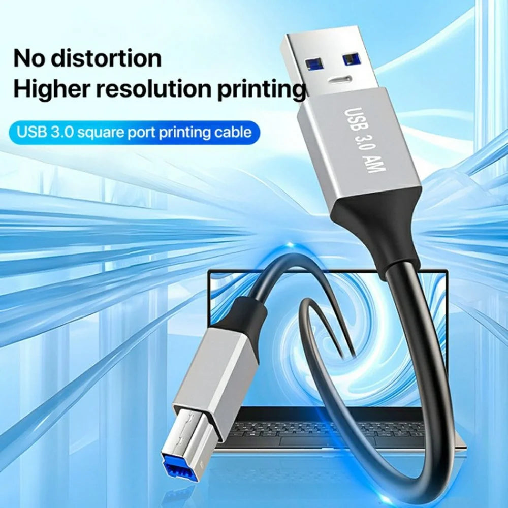 0.3m Plug and Play USB-A 3.0 to USB-B Square Port Male to Male Data Cable for Printer - 2