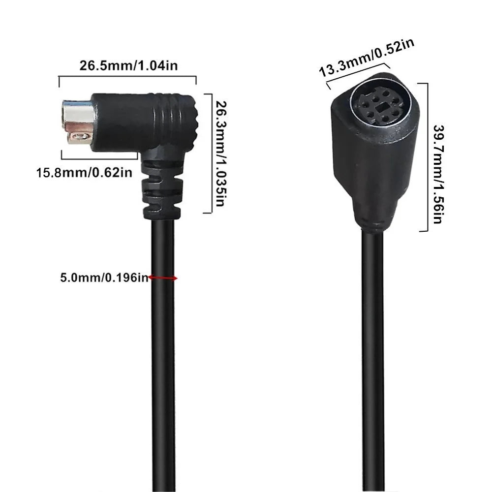 0.5m Mini DIN 7 Pin Cable Elbow Male to Female Computer Game System Extension Cord - 6