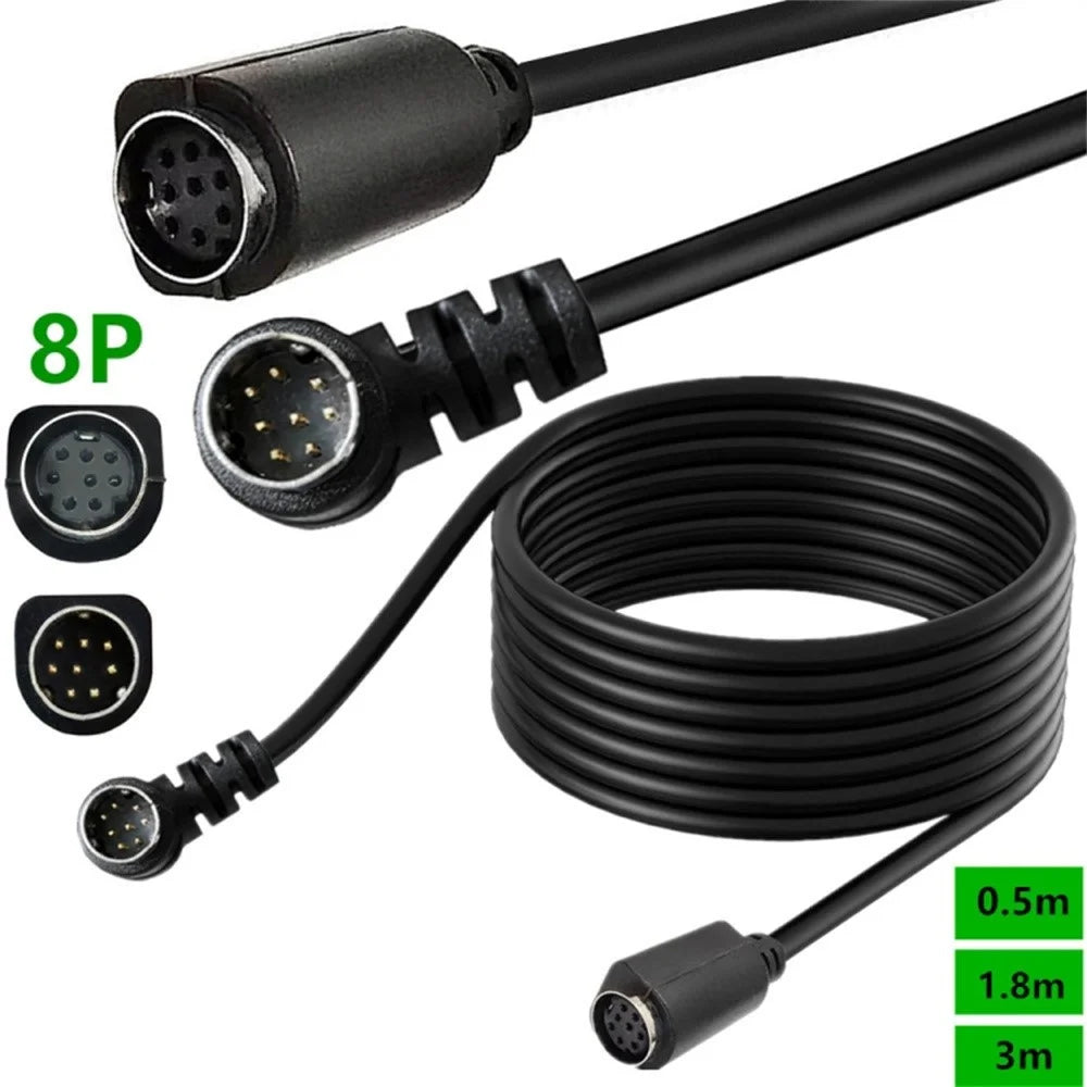 0.5m DIN 8 Pin Male to Female S Video Cable Angled Connector Audio Video Cord for Set Top Box - Black - 3