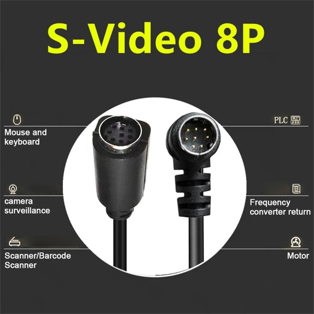 0.5m DIN 8 Pin Male to Female S Video Cable Angled Connector Audio Video Cord for Set Top Box - Black - 5