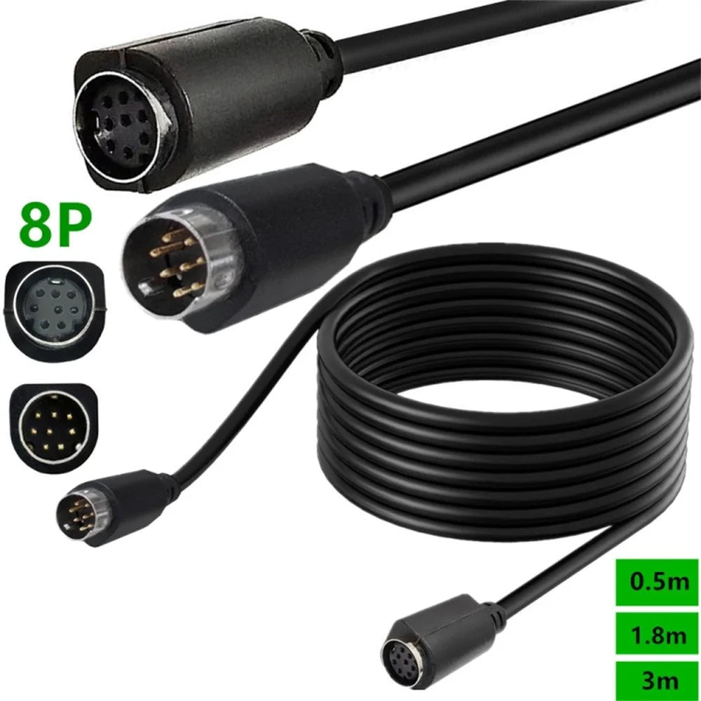 0.5m S-Video Cable Mini DIN 8 Pin Male to Female Cord for Set Top Box Computer TV Monitor - Black - 3