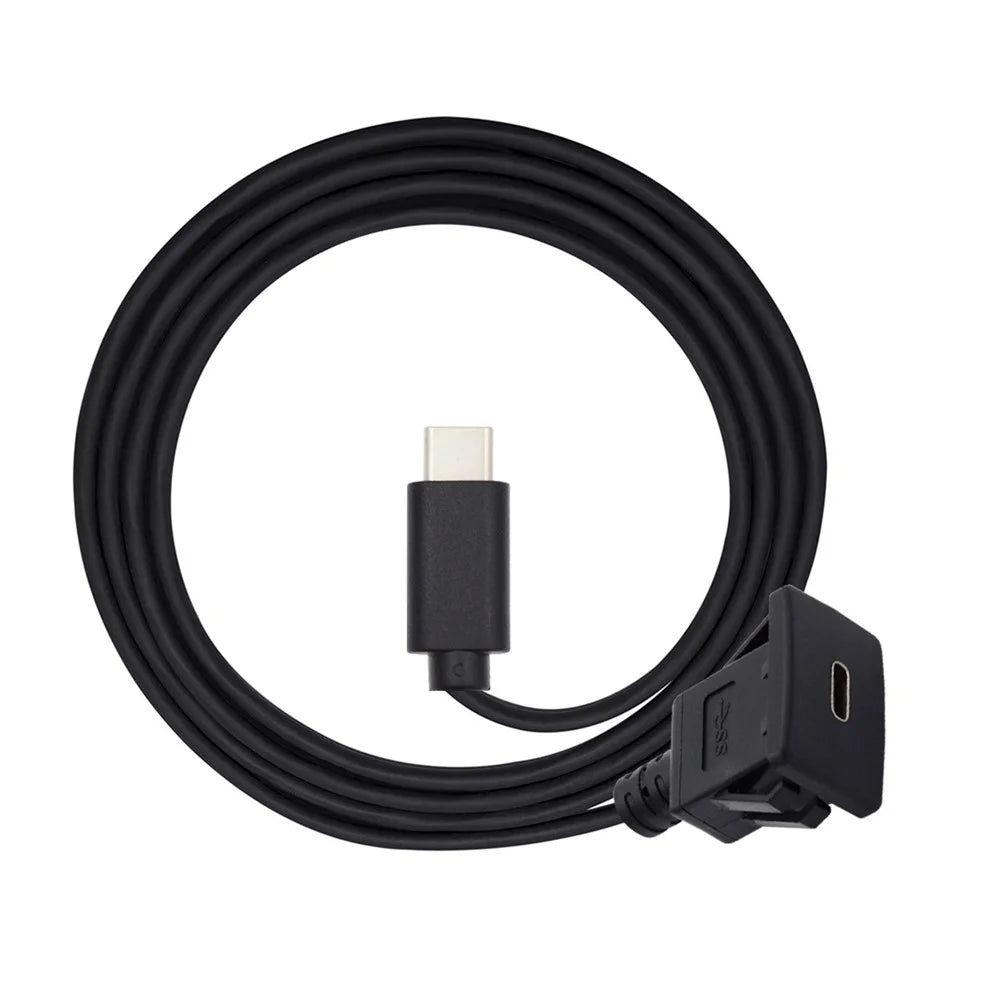 UC-021-1.0M 1m Waterproof USB-C Type-C USB 3.1 10Gbps Extension Flush Car Latch Mount Extension Cable for Dashboard Panel - 2