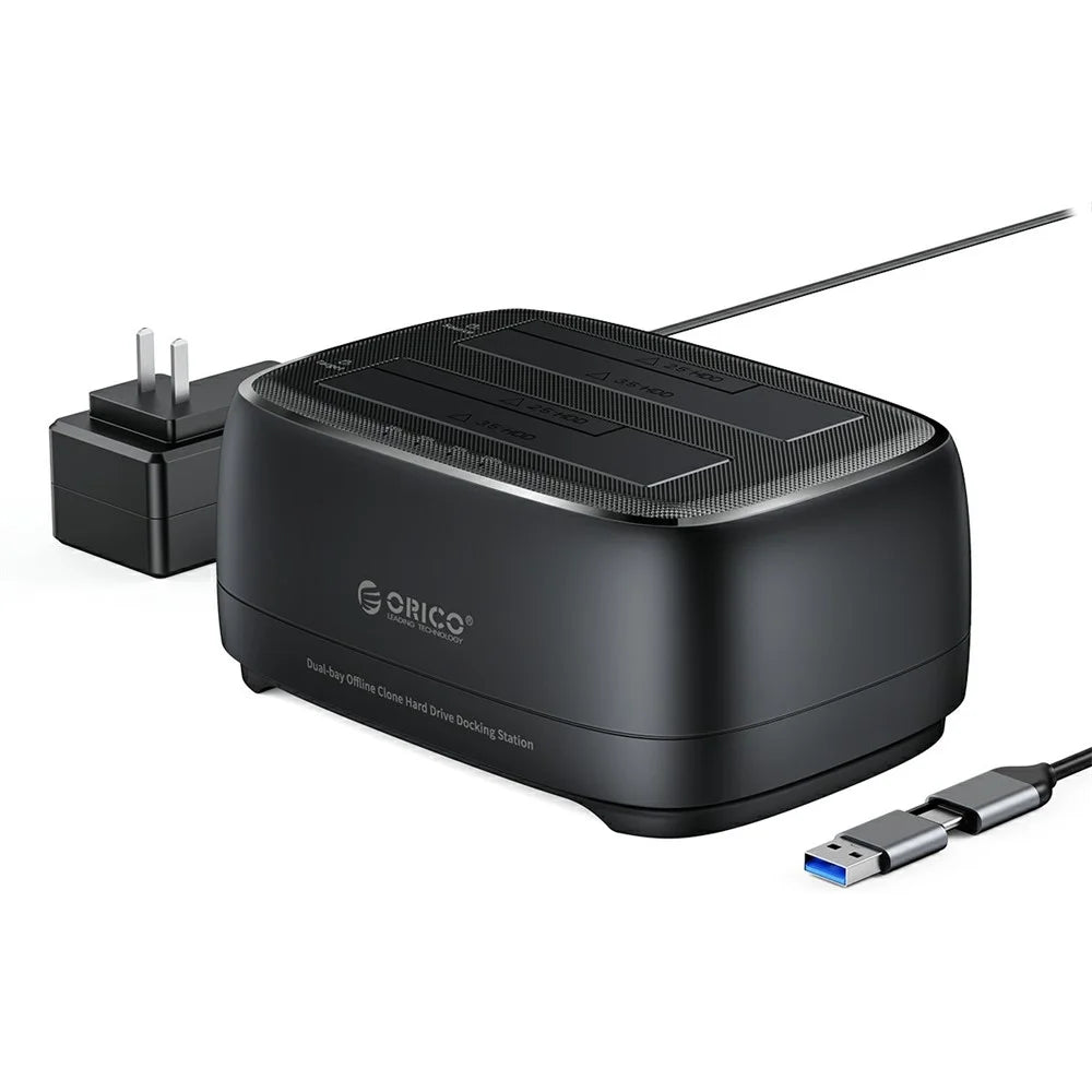 ORICO DD28C3-C Dual Bay Offline Clone Hard Drive Docking Station Compatible with 2.5 / 3.5 Inch SATA HDDs and SSDs - EU Plug - 1