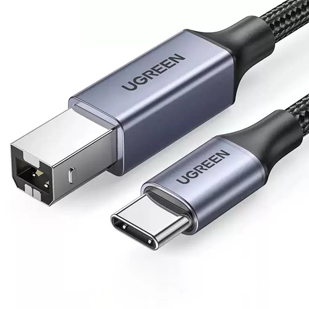 UGREEN US370 80805 1m USB C to USB B 2.0 Cable Braided Printer Cable for Epson / MacBook Pro / HP / Canon / Samsung - 1