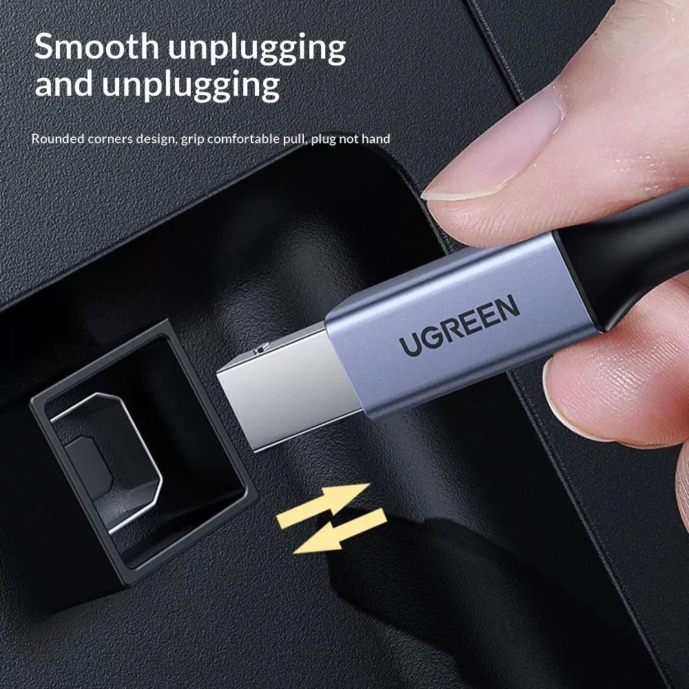 UGREEN US370 80805 1m USB C to USB B 2.0 Cable Braided Printer Cable for Epson / MacBook Pro / HP / Canon / Samsung - 6