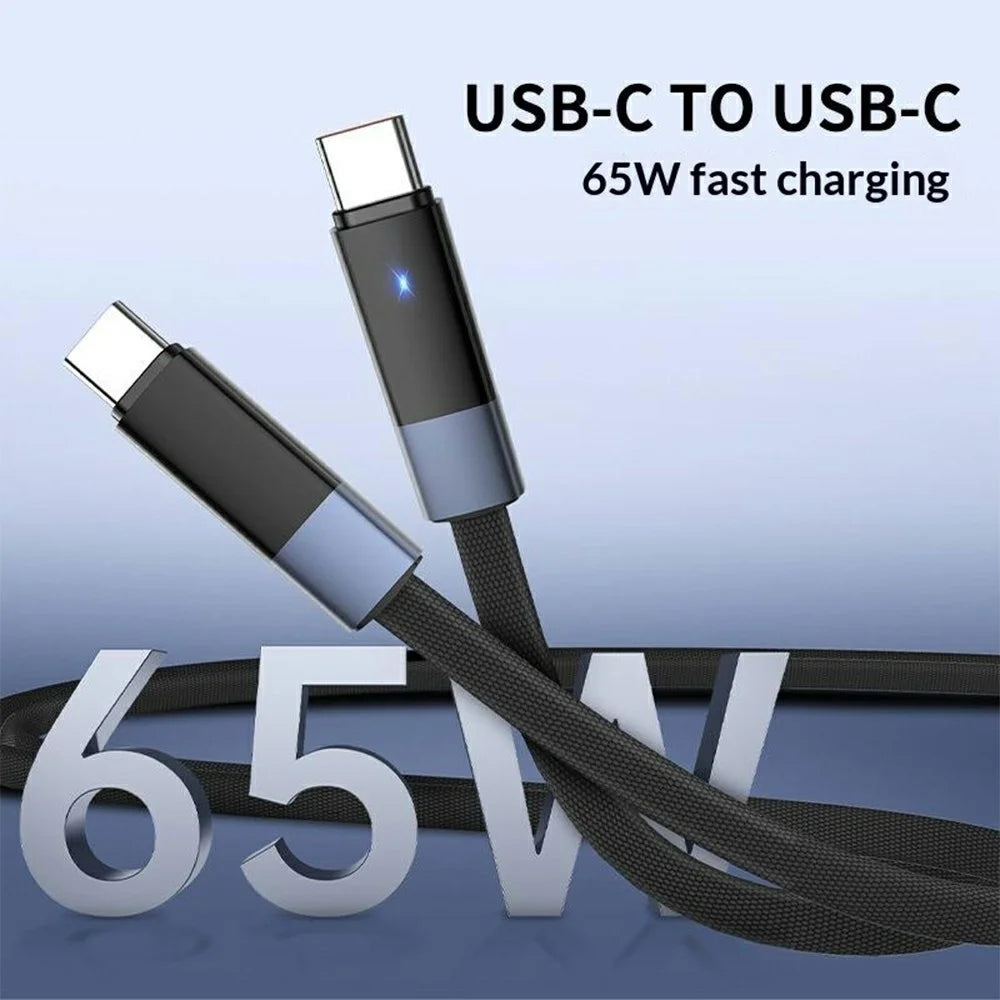 LDNIO LC241C 2m USB-C to USB-C Cable 65W PD Fast Charging Auto Power-Off Data Cord - Black - 7