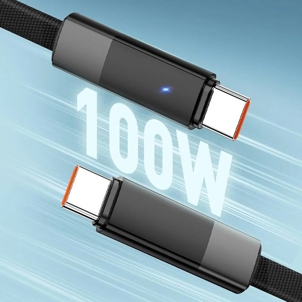 LDNIO LC241c 1m 100W USB-C to USB-C Cable Auto Power Cut-off LED Breathing Light Date Cord for Laptop Phone - Black - 4