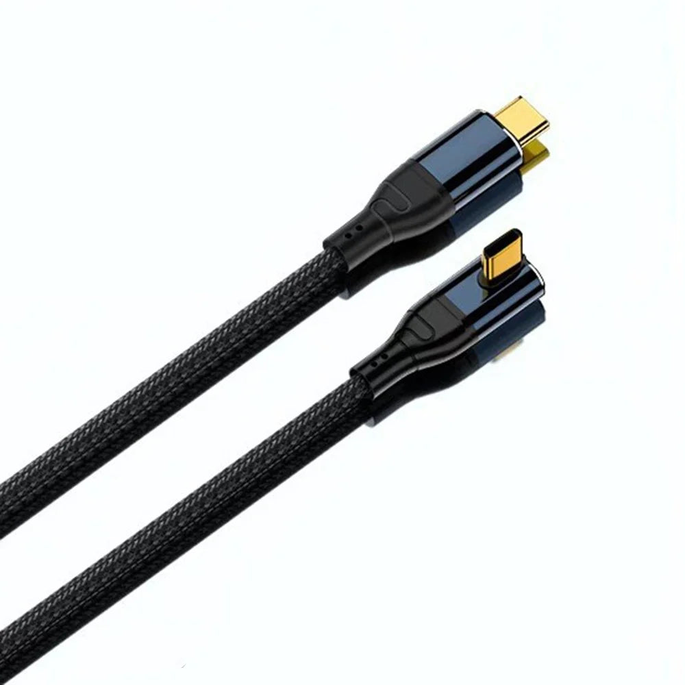 D24205 50cm Center Right Angle USB-C to USB-C Cable PD 240W Fast Charging Data Cord for Laptop - Black - 3