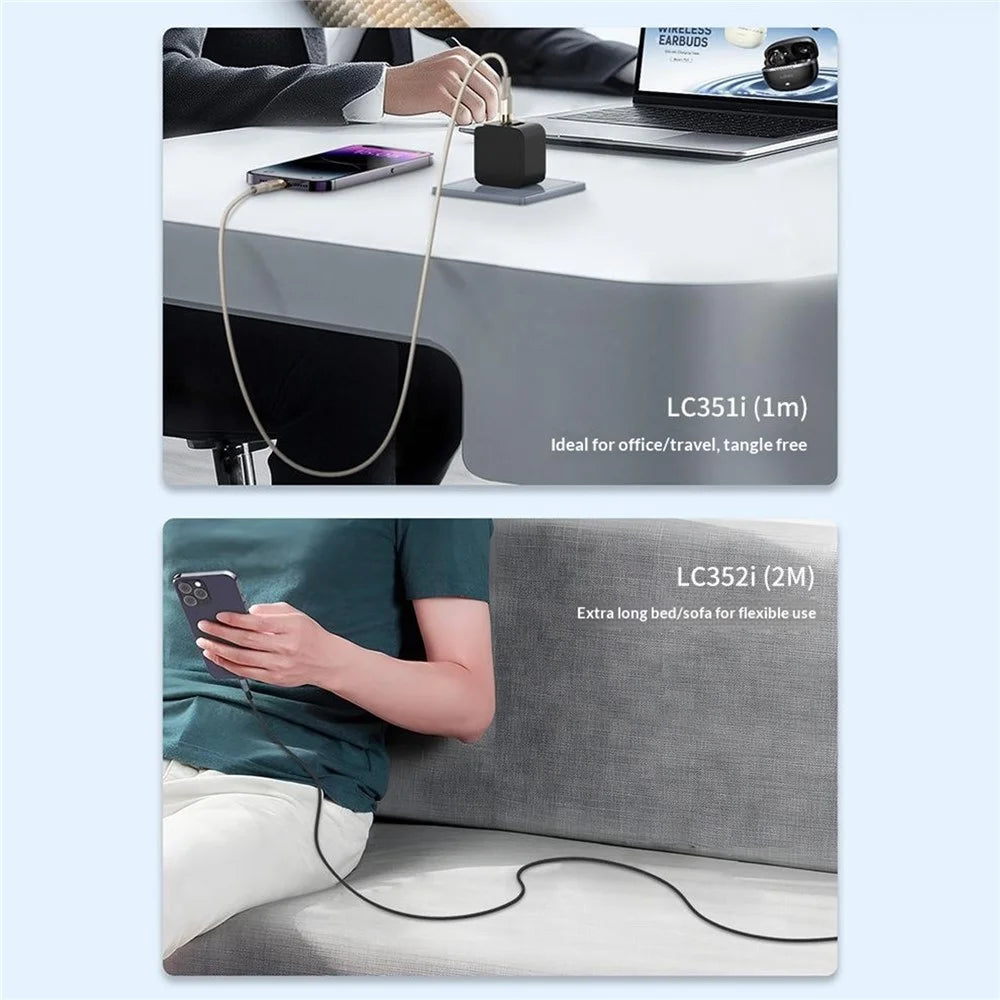LDNIO LS351Q 1m USB-A to Type-C Braided Cable 120W Fast Charging Data Cable with Reinforced Metal Connector - Black - 4