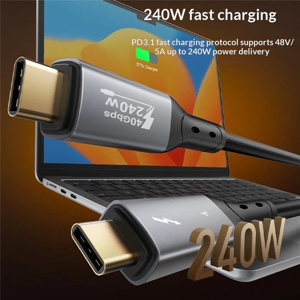 LDNIO TC10c 50cm USB4.0 Cable USB-C to USB-C 240W Fast Charging 8K Video 40Gbps Date Transfer Cable Compatible with Thunderbolt 3 / 4 - Black - 5