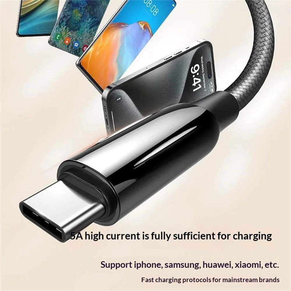 LDNIO LC921c-240W 1m USB-C to USB-C Cable 240W PD3.1 Fast Charging Braided Data Cable for Laptop Phone - Black - 5