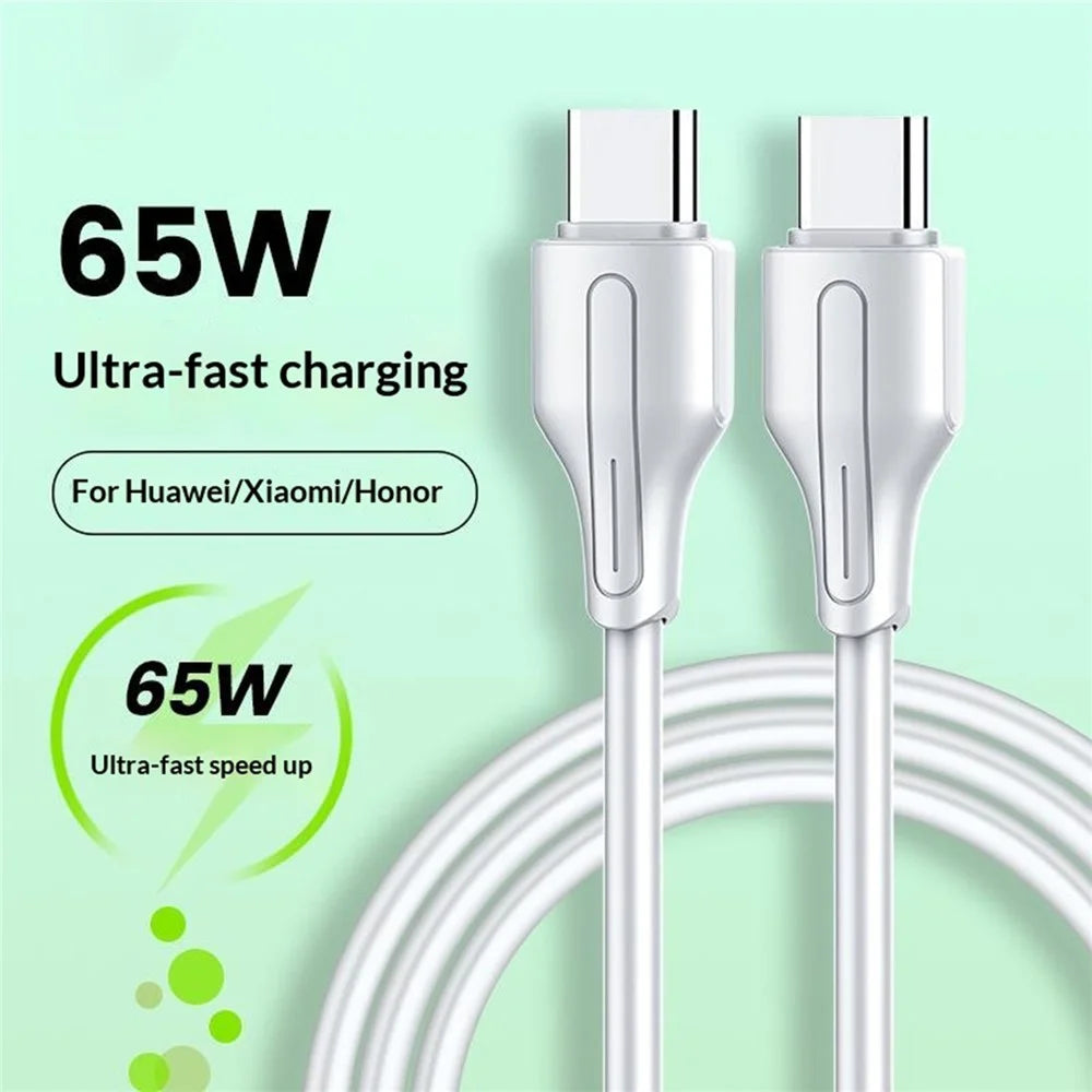 LDNIO LC121-C 1m USB-C to USB-C Cable 65W PD / QC Fast Charging Data Cord for Huawei Xiaomi Honor - White - 2