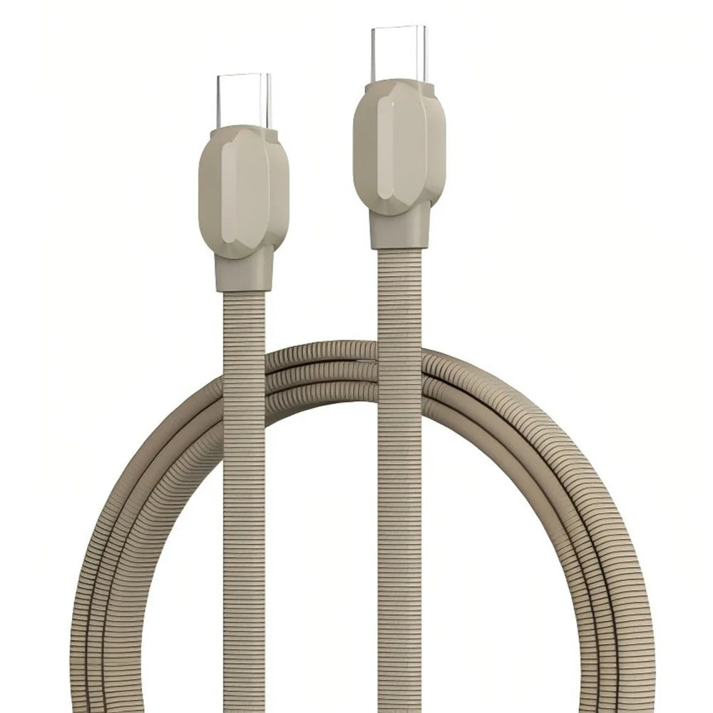 LDNIO LC122-C 1m USB-C to USB-C Cable PD 65W Fast Charging Braided Data Cord for Laptop Tablet Phone - Titanium Gold - 1