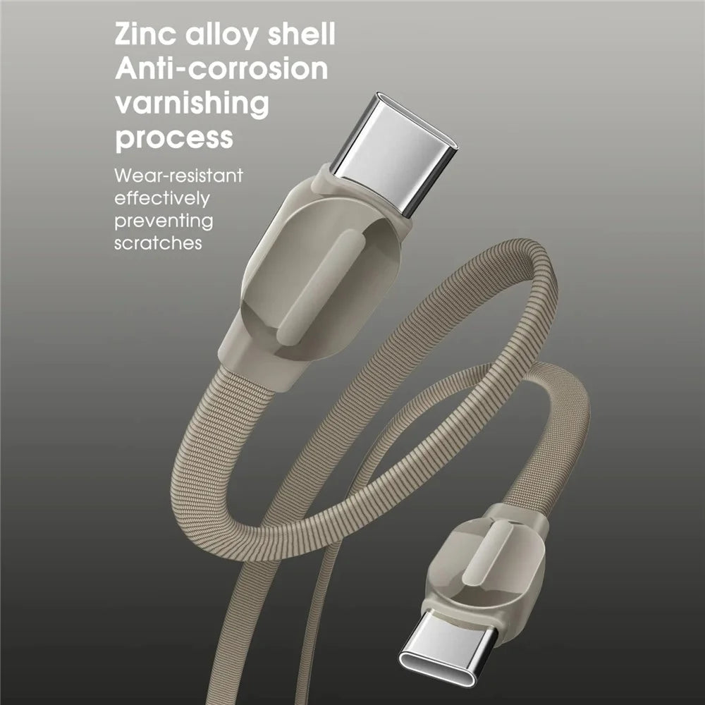 LDNIO LC122-C 1m USB-C to USB-C Cable PD 65W Fast Charging Braided Data Cord for Laptop Tablet Phone - Titanium Gold - 6